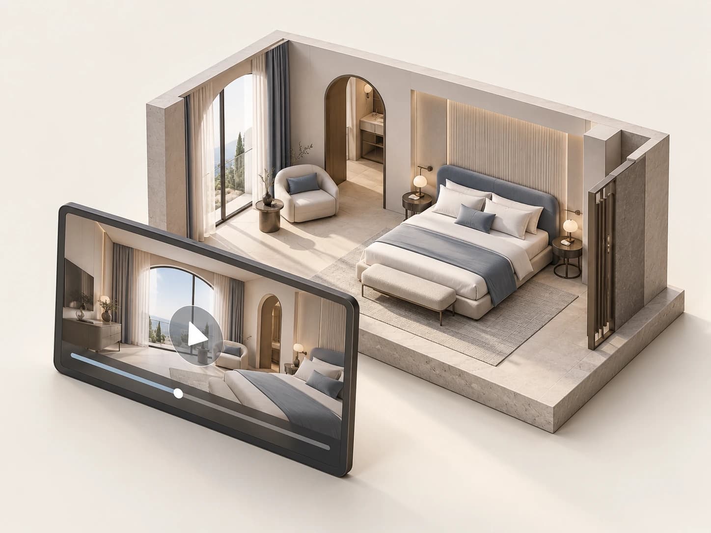Miniatura di una suite con schermata di presentazione video degli ambienti